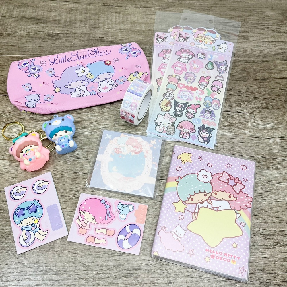 Sanrio Little Twin Stars Stationery Set Pencil Case Notebook Keychains Stickers